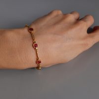 18k Red Ruby Link Bracelet Vintage