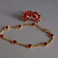 18k Red Ruby Link Bracelet Vintage