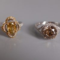 1ct Fancy Orange Yellow Diamond Flower Ring 18k