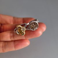 1ct Fancy Orange Yellow Diamond Flower Ring 18k