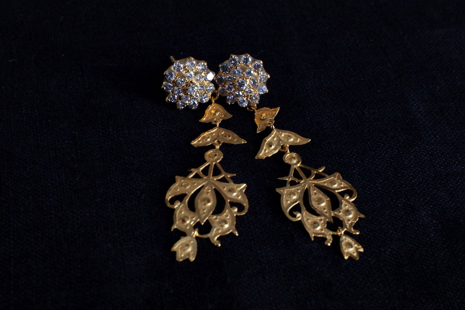 peranakan earrings, chinese dangle earrings, peranakan earrings singapore, straits chinese jewelry, vintage diamond dangle earrings, antique peranakan jewellery, Gem Gardener