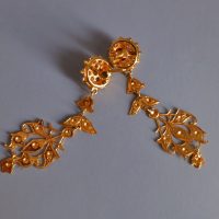 22k Antique Wind Chime Chinese Diamond Earrings