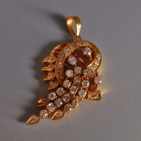 Phoenix Cluster Diamond Pendant Antique Chinese 20k
