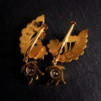 Gem Gardener, gold wing earrings, wind diamond earrings, wing feather earrings, antique chinese earrings, antique indian earrings, indian gold earrings