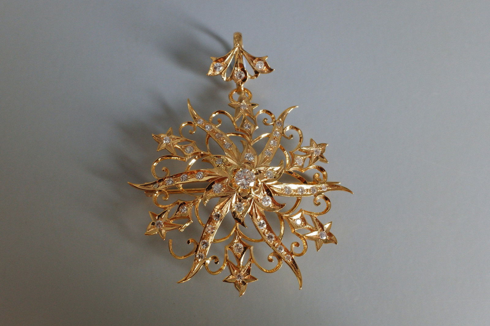 Antique Diamond Pendant Brooch, diamond star brooch pendant, diamond brooch/pendant, antique gold jewellery singapore