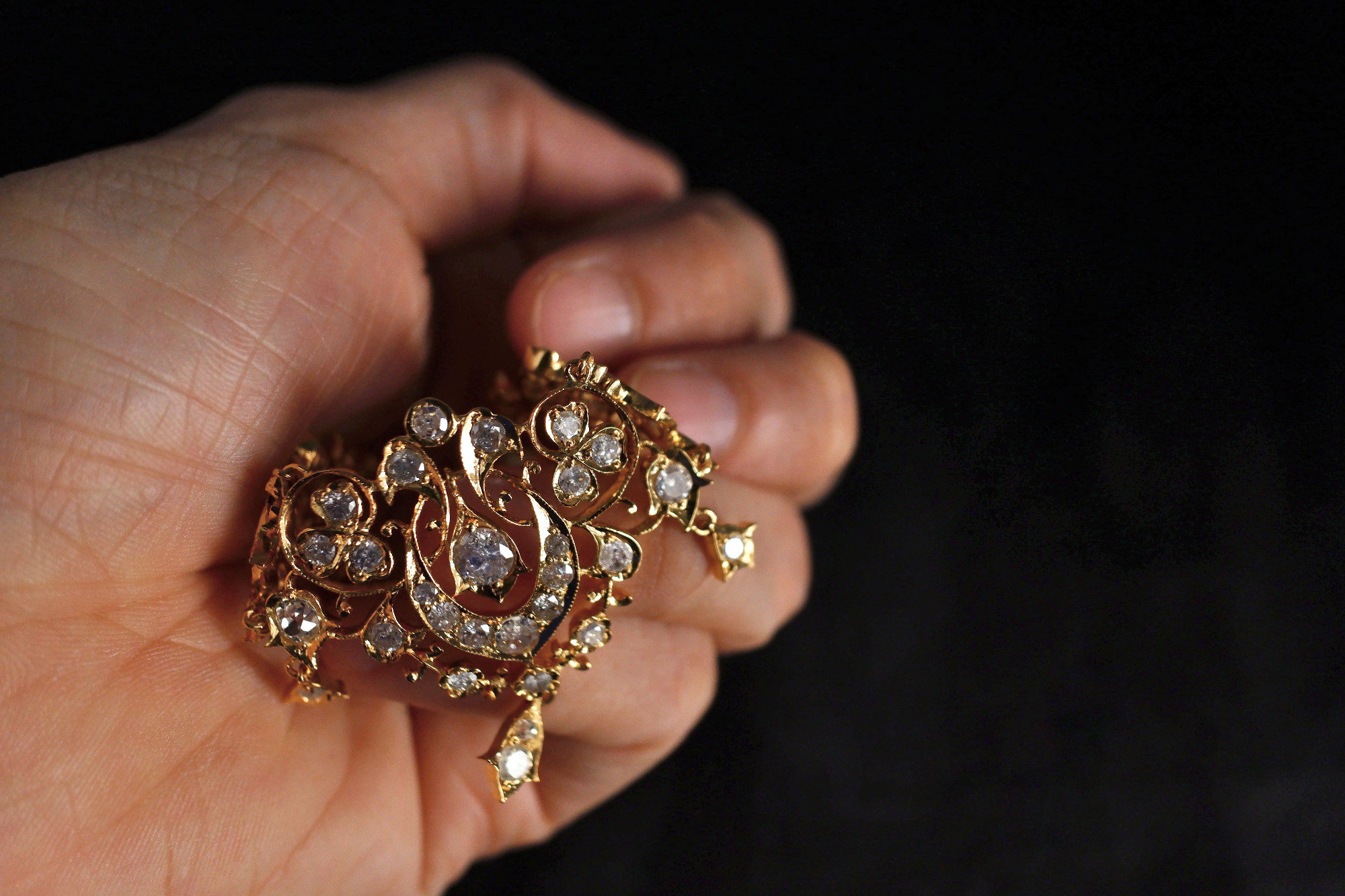 Antique Lace Old Mine Cut Diamond Necklace 20k Chinese | Gem Gardener