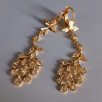 Antique Rose Cut Diamond Chandelier Earrings 20k Chinese