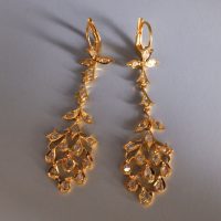 Antique Rose Cut Diamond Chandelier Earrings 20k Chinese