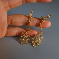 Antique Rose Cut Diamond Chandelier Earrings 20k Chinese
