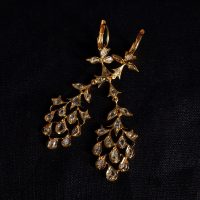 Antique Rose Cut Diamond Chandelier Earrings 20k Chinese