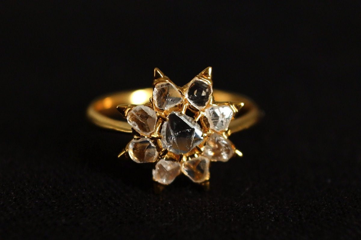 Antique Rose Cut Diamond Ring Star 20k Chinese