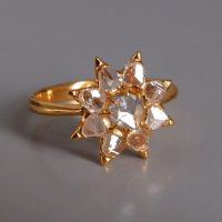 Antique Rose Cut Diamond Ring Star 20k Chinese