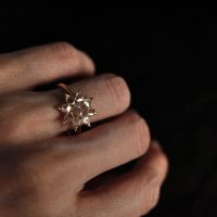 Antique Rose Cut Diamond Ring Star 20k Chinese