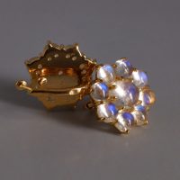 Moonstone Dormeuse Earrings Huggie Stud 20k Chinese Vintage