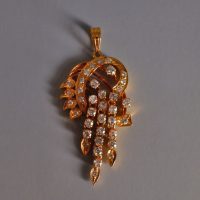 Phoenix Cluster Diamond Pendant Antique Chinese 20k