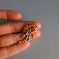 Phoenix Cluster Diamond Pendant Antique Chinese 20k