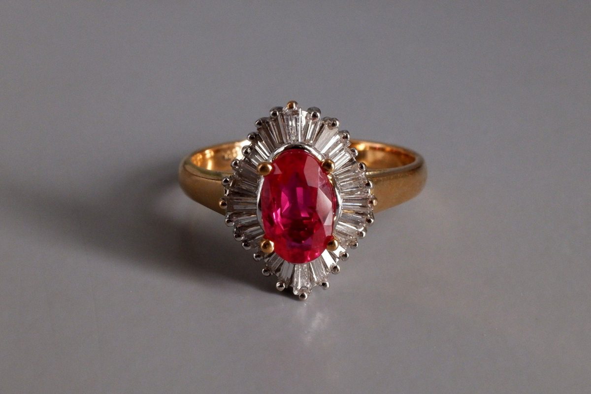 20k Vintage Burmese Ruby Ballerina Ring Chinese