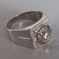 4ct Fancy Grey Diamond Ring Men 18k
