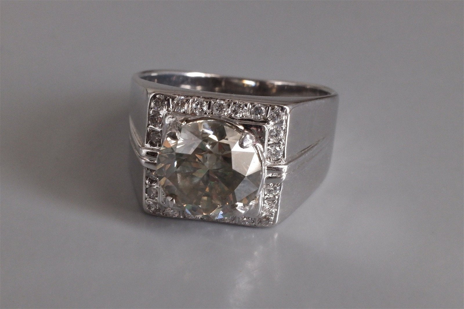 4ct Fancy Grey Diamond Ring Men 18k