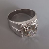 4ct Fancy Grey Diamond Ring Men 18k