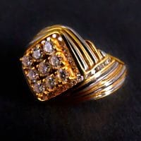 Gem Gardener, two tone mens diamond ring, mens gold gangster ring, vintage diamond mens ring,