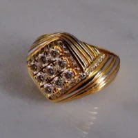 Gem Gardener, two tone mens diamond ring, mens gold gangster ring, vintage diamond mens ring,
