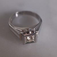 Men Diamond Pinky Ring 9k White Gold Vintage | Gem Gardener