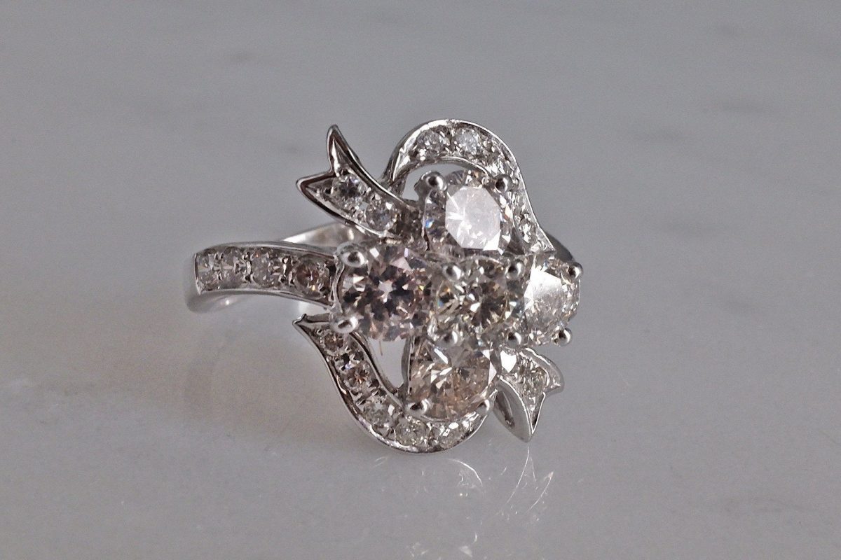 Ribbon Cluster Ring Vintage 18k Edwardian