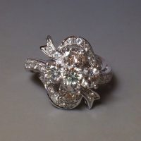 Ribbon Cluster Ring Vintage 18k Edwardian