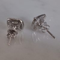 Square Diamond Cluster Stud Earrings 18k