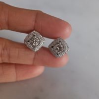 Square Diamond Cluster Stud Earrings 18k