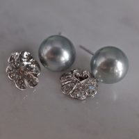 Gem Gardener, pearl and diamond stud earrings, big pearl stud earrings, silver blue pearl earrings, blue grey pearl earrings, pearl earrings singapore, south sea pearl earrings singapore, light blue pearl stud earrings