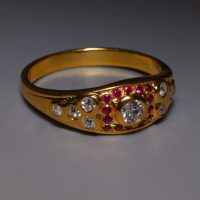 Lucky Old Euro Diamond Ruby Ring 22k Vintage