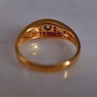 Lucky Old Euro Diamond Ruby Ring 22k Vintage