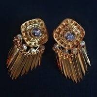 Gem Gardener, antique gold indian earrings, vintage earrings singapore, mine cut diamond earrings, gold tassel earrings, gold etruscan revival earrings, statement earrings singapore, diamond earrings singapore, vintage jewellery singapore