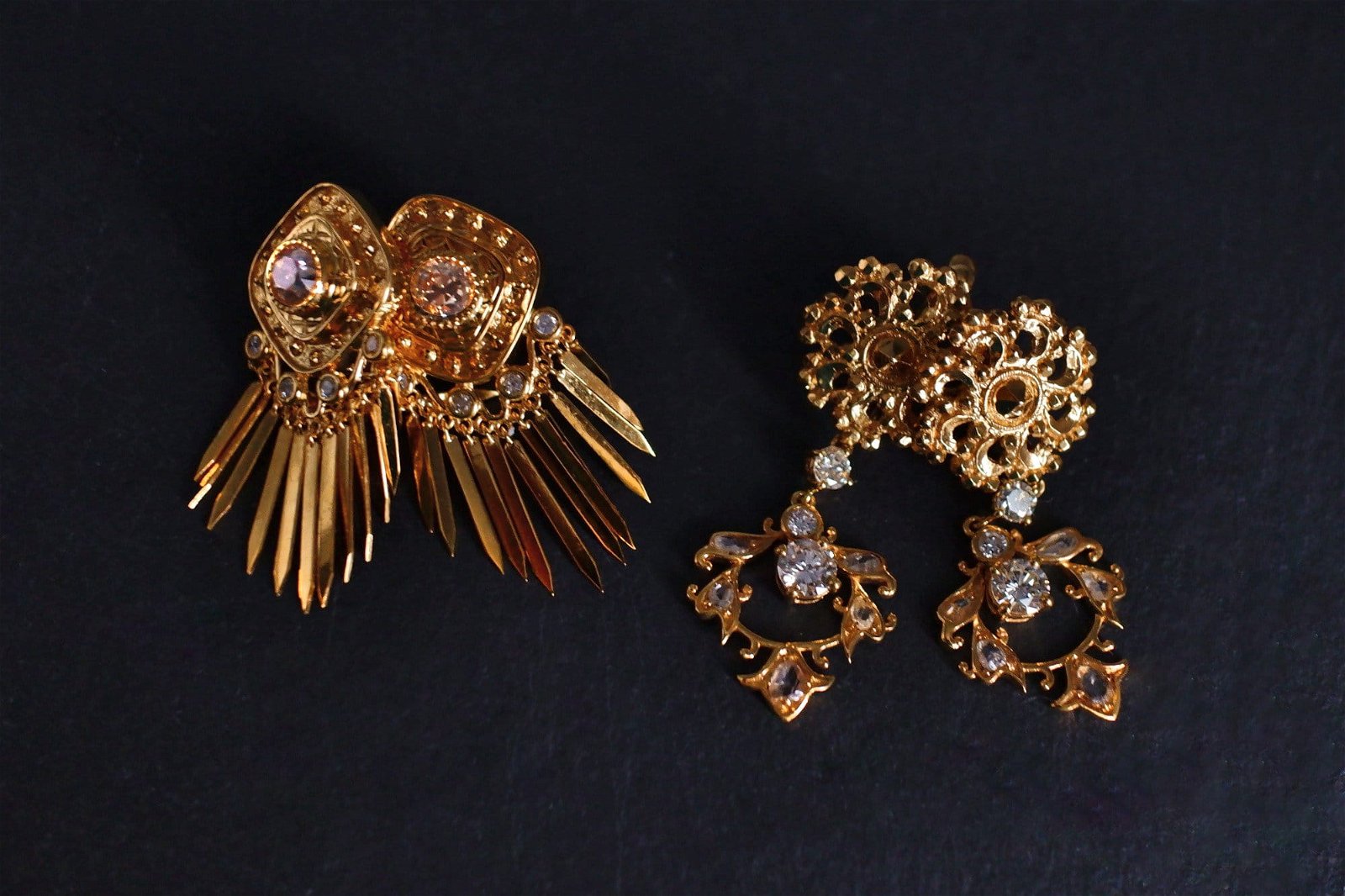 Old Mine Cut Antique Gold Indian Earrings Chinese 22k | Gem Gardener