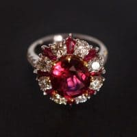 Gem Gardener, 3 carat ruby ring, 3ct ruby ring, ruby ring singapore, ruby diamond ring, red ruby halo ring, ruby jewellery singapore, ruby cocktail ring, cocktail rings singapore, ruby engagement rings singapore, vintage rings singapore