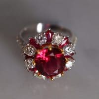Gem Gardener, 3 carat ruby ring, 3ct ruby ring, ruby ring singapore, ruby diamond ring, red ruby halo ring, ruby jewellery singapore, ruby cocktail ring, cocktail rings singapore, ruby engagement rings singapore, vintage rings singapore