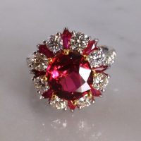 Gem Gardener, 3 carat ruby ring, 3ct ruby ring, ruby ring singapore, ruby diamond ring, red ruby halo ring, ruby jewellery singapore, ruby cocktail ring, cocktail rings singapore, ruby engagement rings singapore, vintage rings singapore