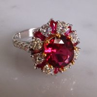 Gem Gardener, 3 carat ruby ring, 3ct ruby ring, ruby ring singapore, ruby diamond ring, red ruby halo ring, ruby jewellery singapore, ruby cocktail ring, cocktail rings singapore, ruby engagement rings singapore, vintage rings singapore