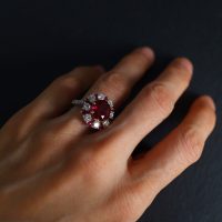 Gem Gardener, 3 carat ruby ring, 3ct ruby ring, ruby ring singapore, ruby diamond ring, red ruby halo ring, ruby jewellery singapore, ruby cocktail ring, cocktail rings singapore, ruby engagement rings singapore, vintage rings singapore