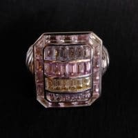 Brutalist Sapphire Statement Ring 18k Palladium