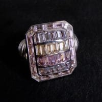 Gem Gardener, sapphire statement ring, fine art jewelry for sale, brutalist jewelry ring, white gold brutalist ring