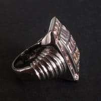 Brutalist Sapphire Statement Ring 18k Palladium