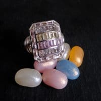 Brutalist Sapphire Statement Ring 18k Palladium