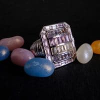 Brutalist Sapphire Statement Ring 18k Palladium