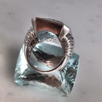 Brutalist Sapphire Statement Ring 18k Palladium