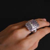 Brutalist Sapphire Statement Ring 18k Palladium