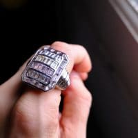 Brutalist Sapphire Statement Ring 18k Palladium