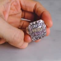 Brutalist Sapphire Statement Ring 18k Palladium